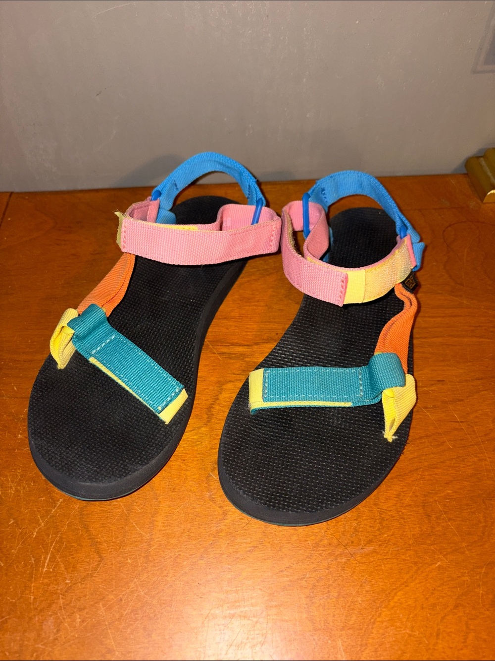 Teva Kids Multicolor Strap Sandals - Teal, Pink, Blue & Yellow